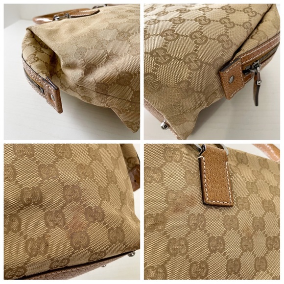 ❤️SOLD❤️Gucci beige monogram canvas orange leather trim satchel bag - Picture 7 of 12
